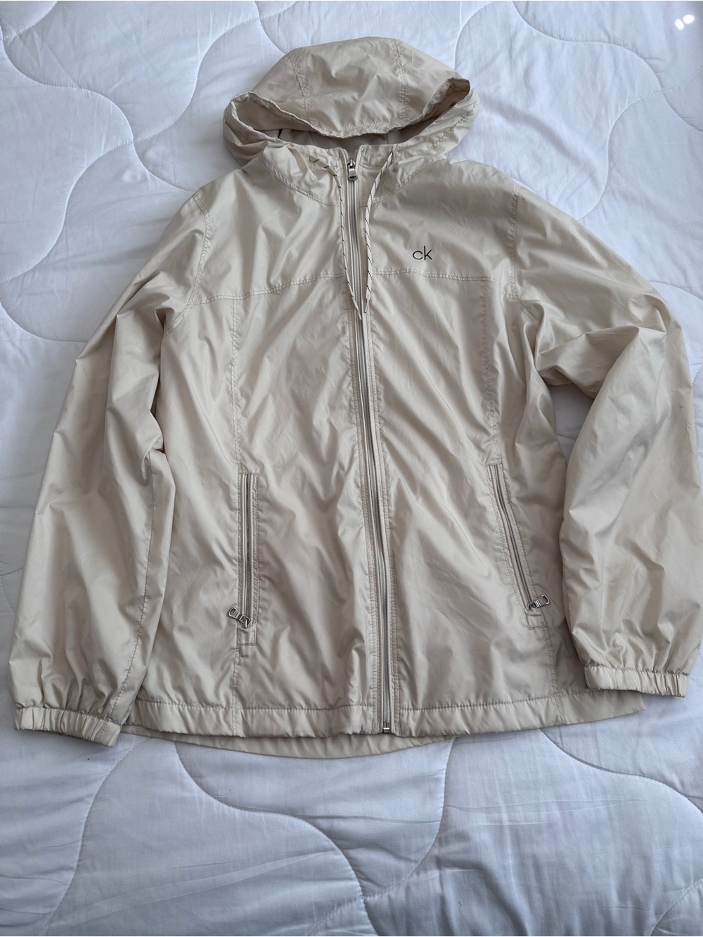 Calvin Klein Light Beige Hooded Zip Windbreaker